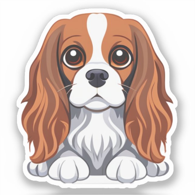 Adesivo Cavalier king charles sticker ilustrado (Frente)