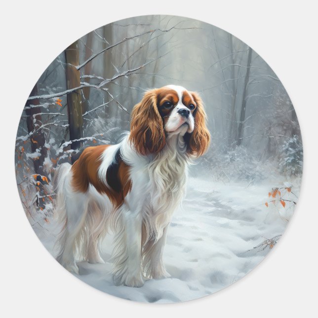 Adesivo Cavalier King Deixe Nevar Natal Escovado  (Frente)