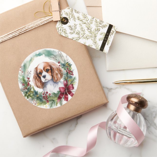 Adesivo Cavalier King Wreath Festivo Pup (Presentear)