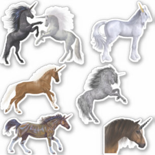 Adesivo Cavalo bonito do unicórnio mágico realístico