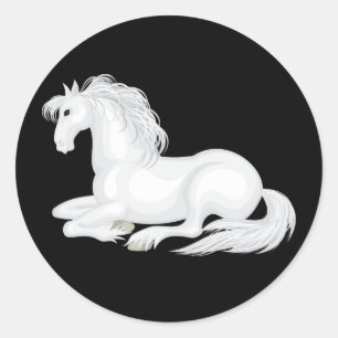 Adesivo Cavalo Branco Fofo Amante de Cavalos Cowgirl