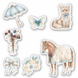 Adesivo Cavalo Cachorro Guarda-chuva Borboleta Creme