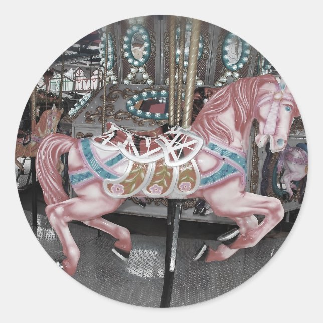 Adesivo Cavalo carrossel rosa (Frente)