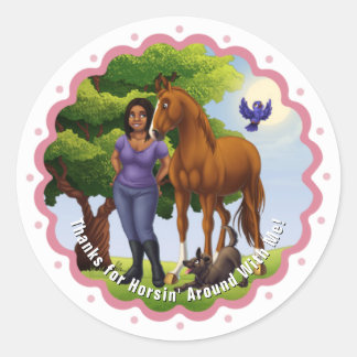 Adesivo Cavalo Castanho e Menina