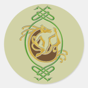 Adesivo Cavalo celta Knotwork - verde & ouro
