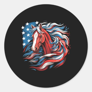 Adesivo Cavalo Com Bandeira Dos Eua A Andar Equestrian Wo