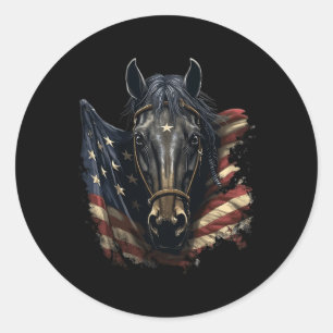 Adesivo Cavalo Com Bandeira Dos Eua Andando Equestriando F