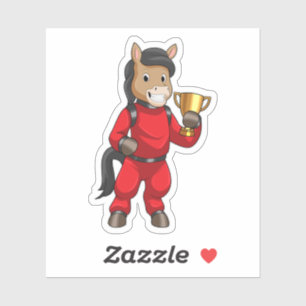 Adesivo Cavalo como campeão com troféu