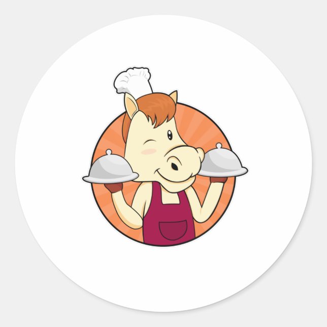 Adesivo Cavalo como Cozinheiro com Placas Servidoras (Frente)