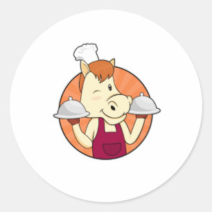 Adesivo Cavalo como Cozinheiro com Placas Servidoras