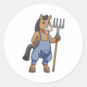 Adesivo Cavalo como Farmer com Rake