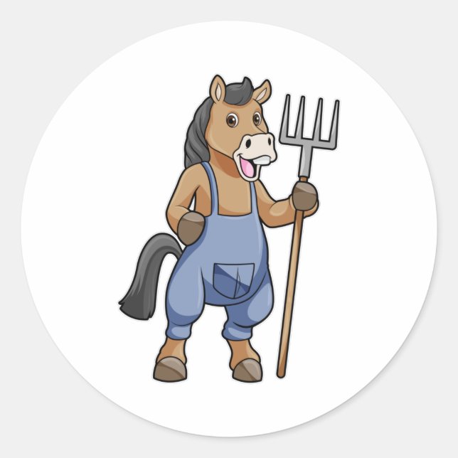 Adesivo Cavalo como Farmer com Rake (Frente)