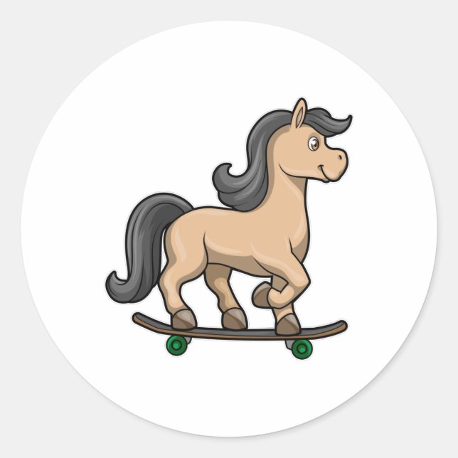 Adesivo Cavalo como Patinador com skate (Frente)