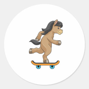 Adesivo Cavalo como Patinador com skate