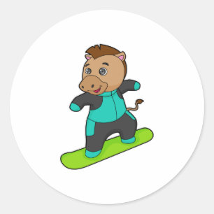Adesivo Cavalo como Snowboarder com Snowboard