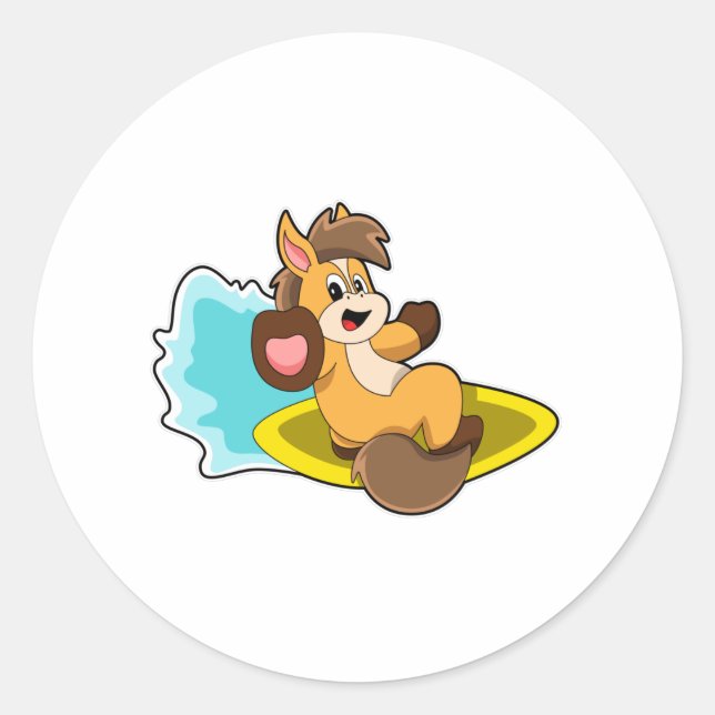 Adesivo Cavalo como Surfer com Surfboard (Frente)