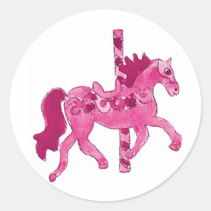 Adesivo Cavalo cor-de-rosa do carrossel