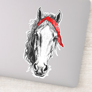 Adesivo Cavalo Cugado veste Bandana Vermelha Ocidental