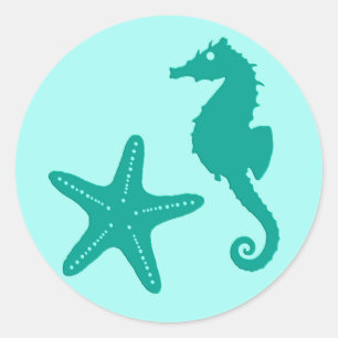 Adesivo Cavalo-da-praia, Turquesa e Aqua