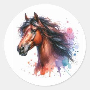 Adesivo Cavalo de Baía de Aquarela