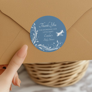 Adesivo Cavalo de Balanço Azul Empoeirado Baby Shower Obri