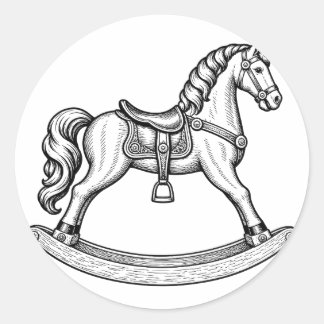 Adesivo Cavalo de Balanço Vitoriano Gravura Berçário Antig