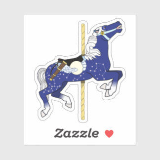 Adesivo Cavalo de carrossel com desenho do céu noturno