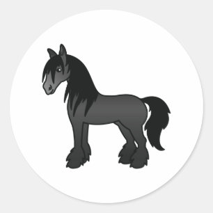 Adesivo Cavalo de Cartoon Negro Vanner Clydesdale Shire