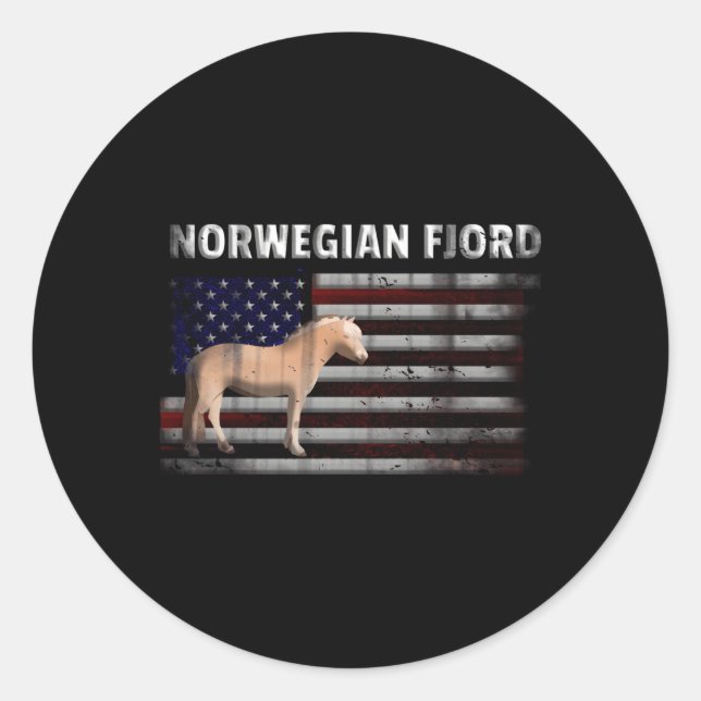 Adesivo Cavalo De Fjoro Norueguês Com Bandeira Americana (Frente)