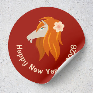 Adesivo Cavalo de Fogo 2026 Zodiac, Ano Novo Chinês
