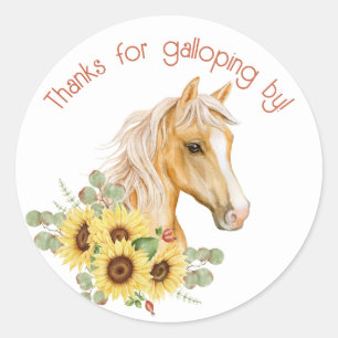 Adesivo Cavalo de girassol Favor de agradecimento da festa