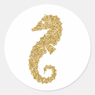 Adesivo Cavalo de mar Dourado de brilho