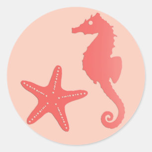 Adesivo Cavalo de mar e Starfish, Coral Orange 