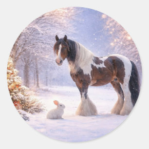 Adesivo Cavalo de Natal Bonito e Férias de Coelho
