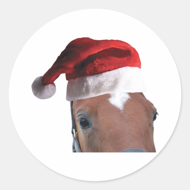 Adesivo Cavalo de Natal Santa Hat (Frente)