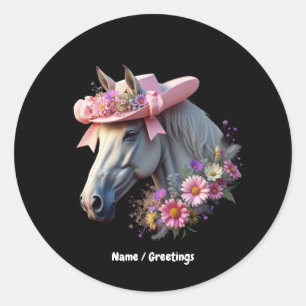 Adesivo Cavalo Derrby Cavalo Rosa-Sol-Rosa-Chapéu-Na moda