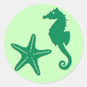 Adesivo Cavalo-do-mar e Starfish, Emerald & Pastel Green 