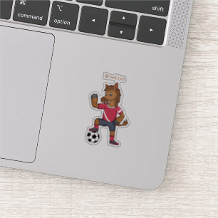 Adesivo Cavalo engraçado bonito jogando cartoon de futebo