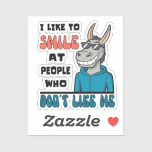 Adesivo Cavalo Engraçado, Donkey Sorri Para Pessoas Sarcás