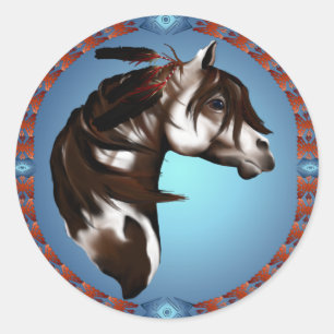 Adesivo Cavalo-Etiqueta emplumada da pintura