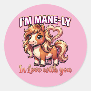 Adesivo Cavalo fofo de São Valentim – Estou MANE-linamente
