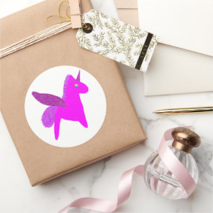 Adesivo Cavalo mágico magenta cintilante pegaso
