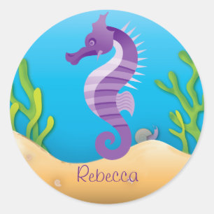 Adesivo Cavalo marinho roxo subaquático