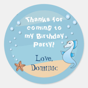 Adesivo Cavalo marinho sob o obrigado do mar você