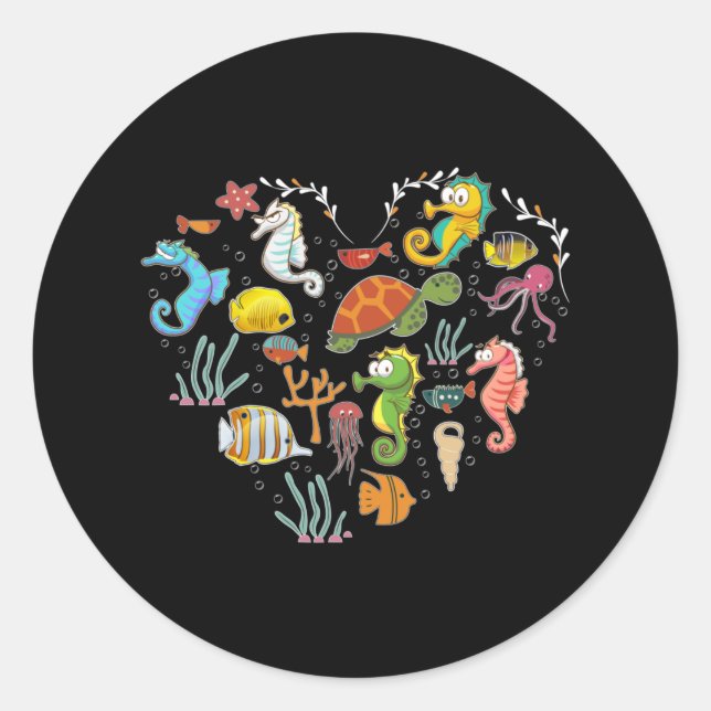 Adesivo Cavalo-marinho Submarino Animal Heart Sea Horse Lo (Frente)