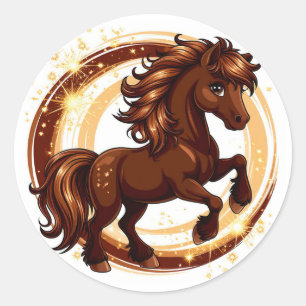 Adesivo Cavalo Marrom Animado se Empinando