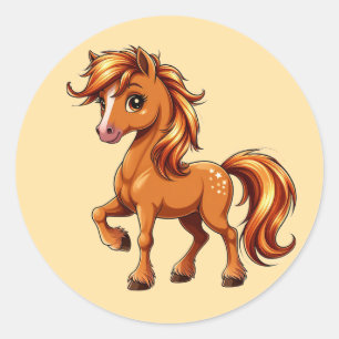 Adesivo Cavalo Marrom Animado se Empinando