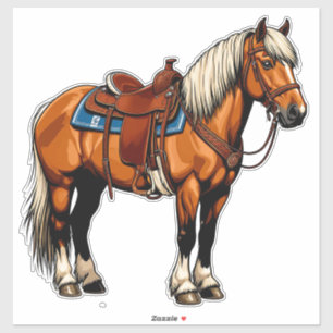 Adesivo Cavalo Marrom Com Sela