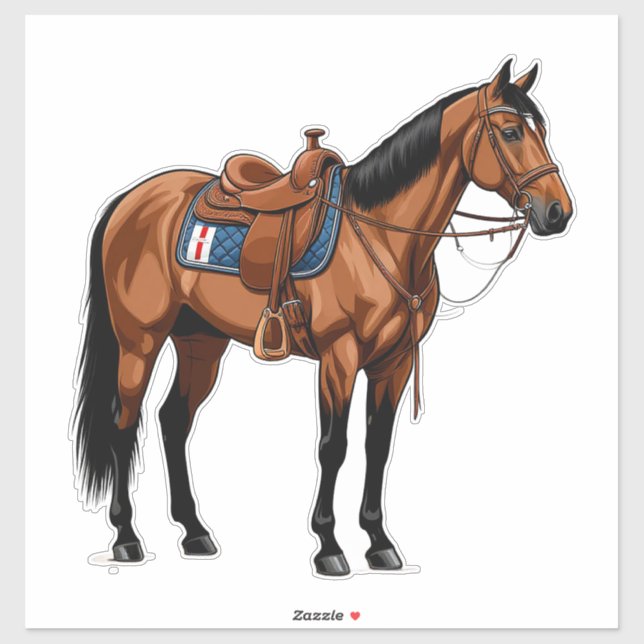 Adesivo 🐎 Cavalo Marrom Com Sela Para Cavaleiros  (Folha)