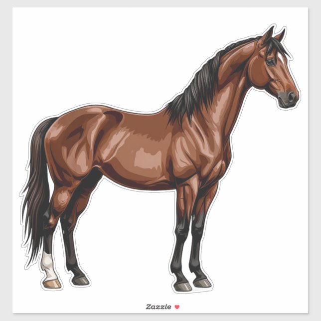 Adesivo Cavalo Marrom Elegante (Folha)